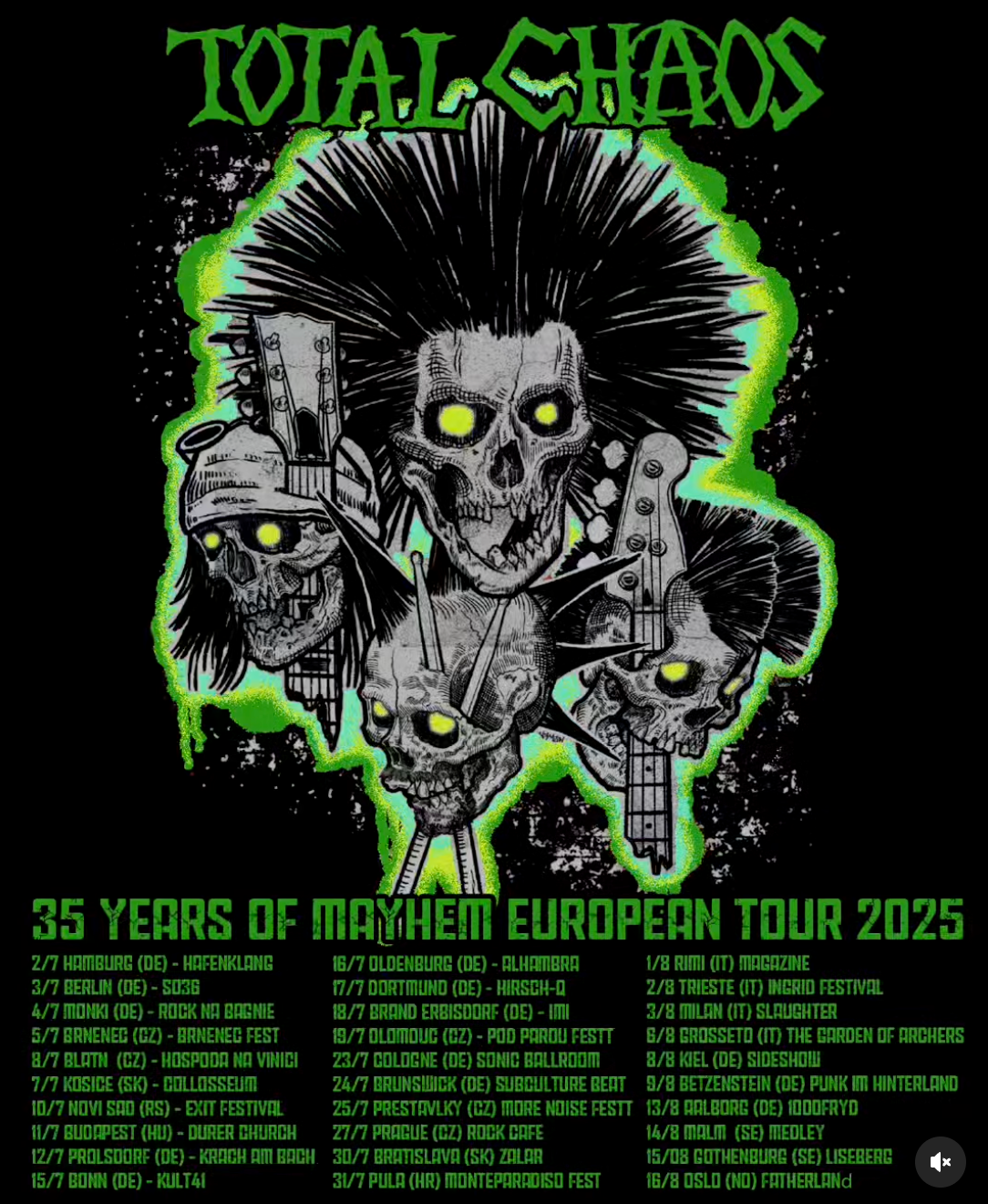 Total Chaos 35 Years of Mayhem European Tour Poster 2025